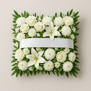cuscino funebre fiori bianchi